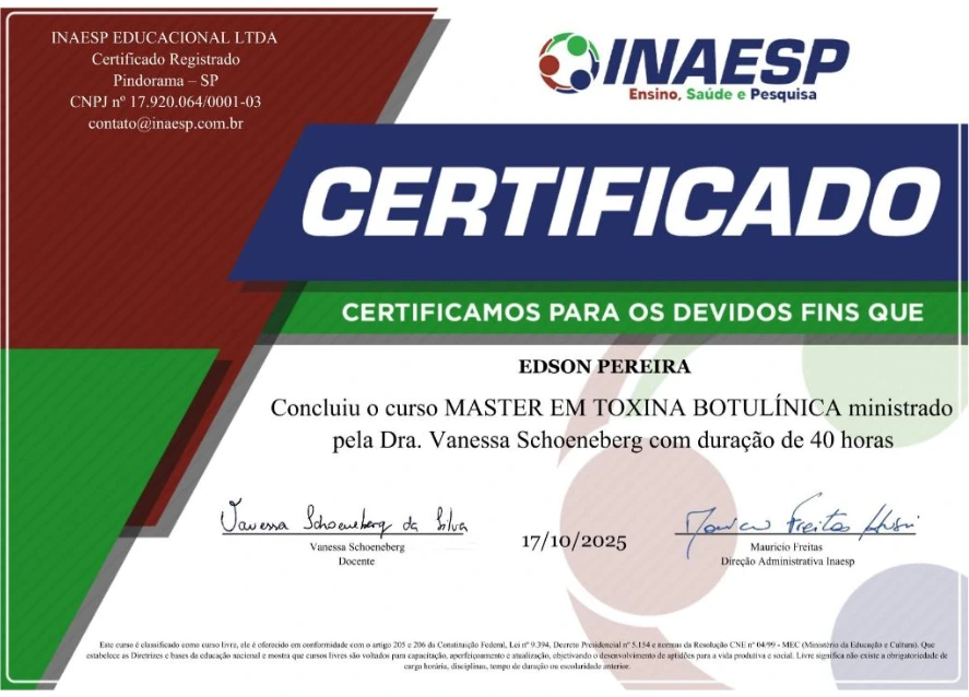 Certificado: Master em Toxina Botulínica